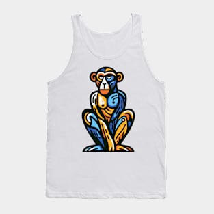 Pop art monkey illustration. cubism illustration of monkey Tank Top